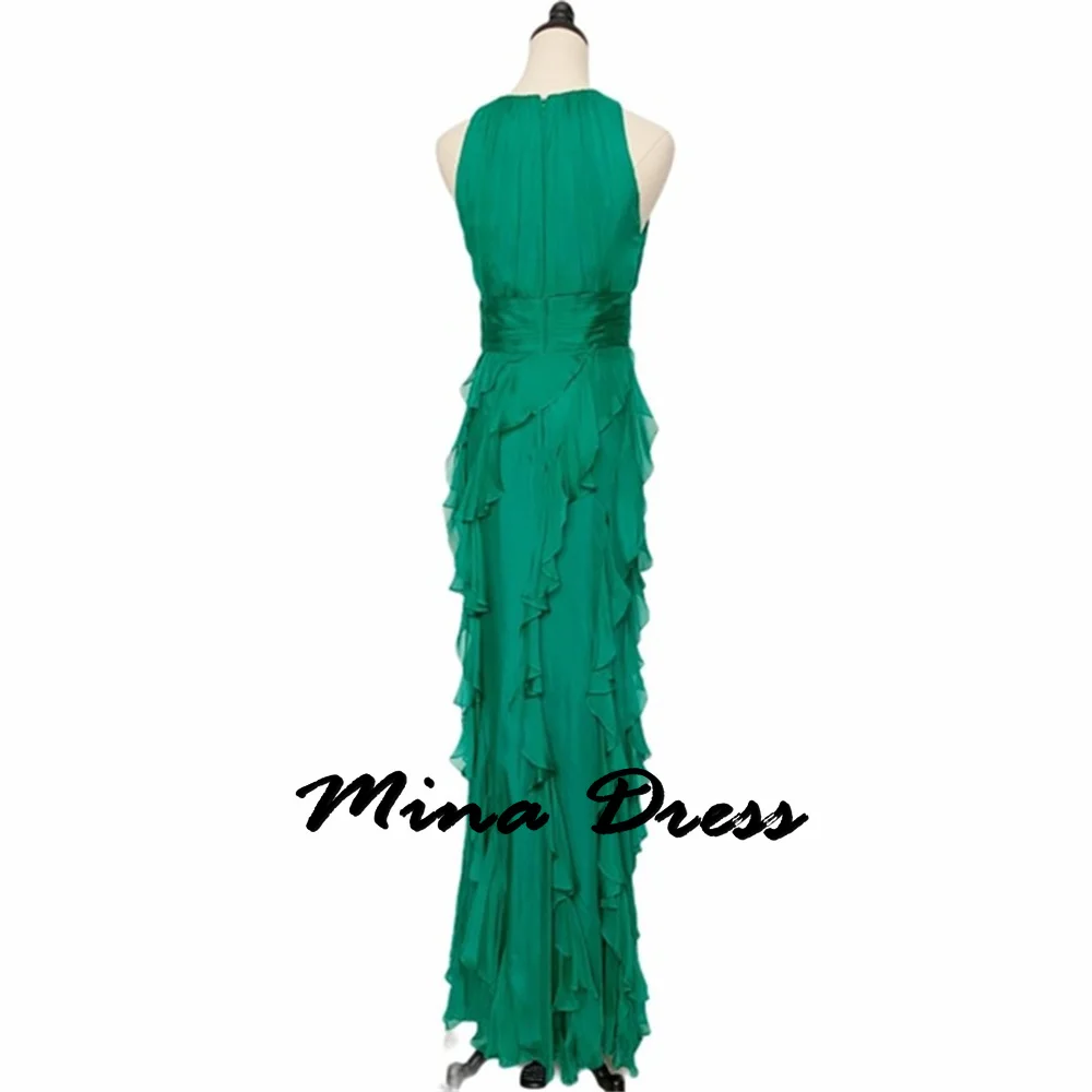 formal gown ruffled high low dress custom size Custom Made Round Neck High Low Prom Dresses, High Low Formal Dresses