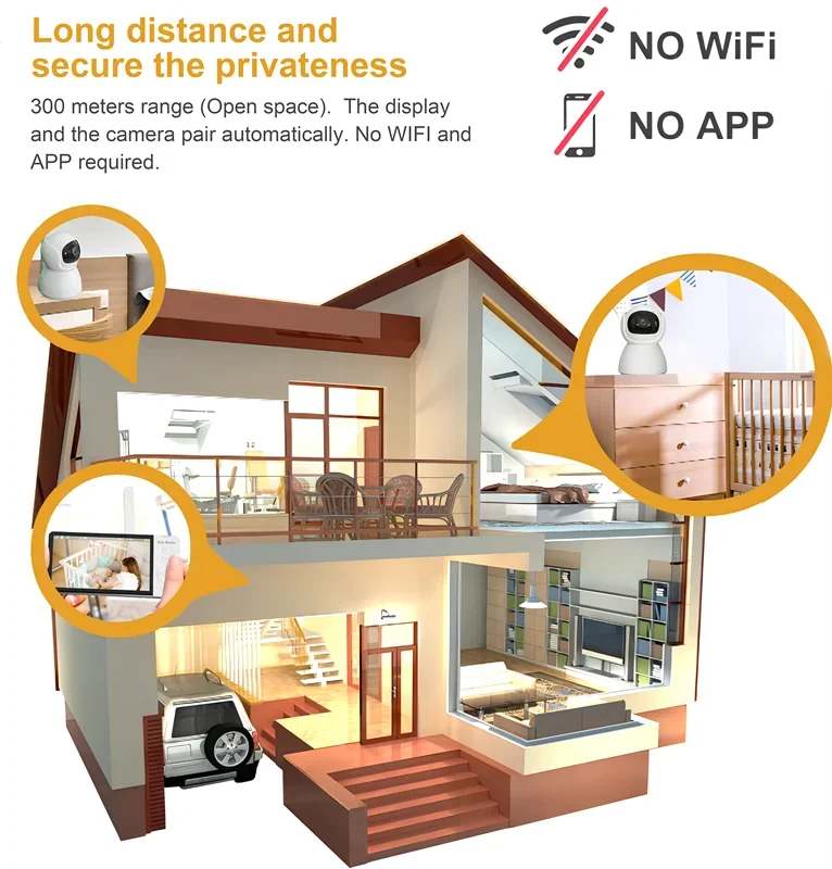 5 Inch Video Baby Monitor with Camera Crying Detection Large Capacity Battery Audio PTZ Cam IR Night Vision Baby Nanny Babyphone