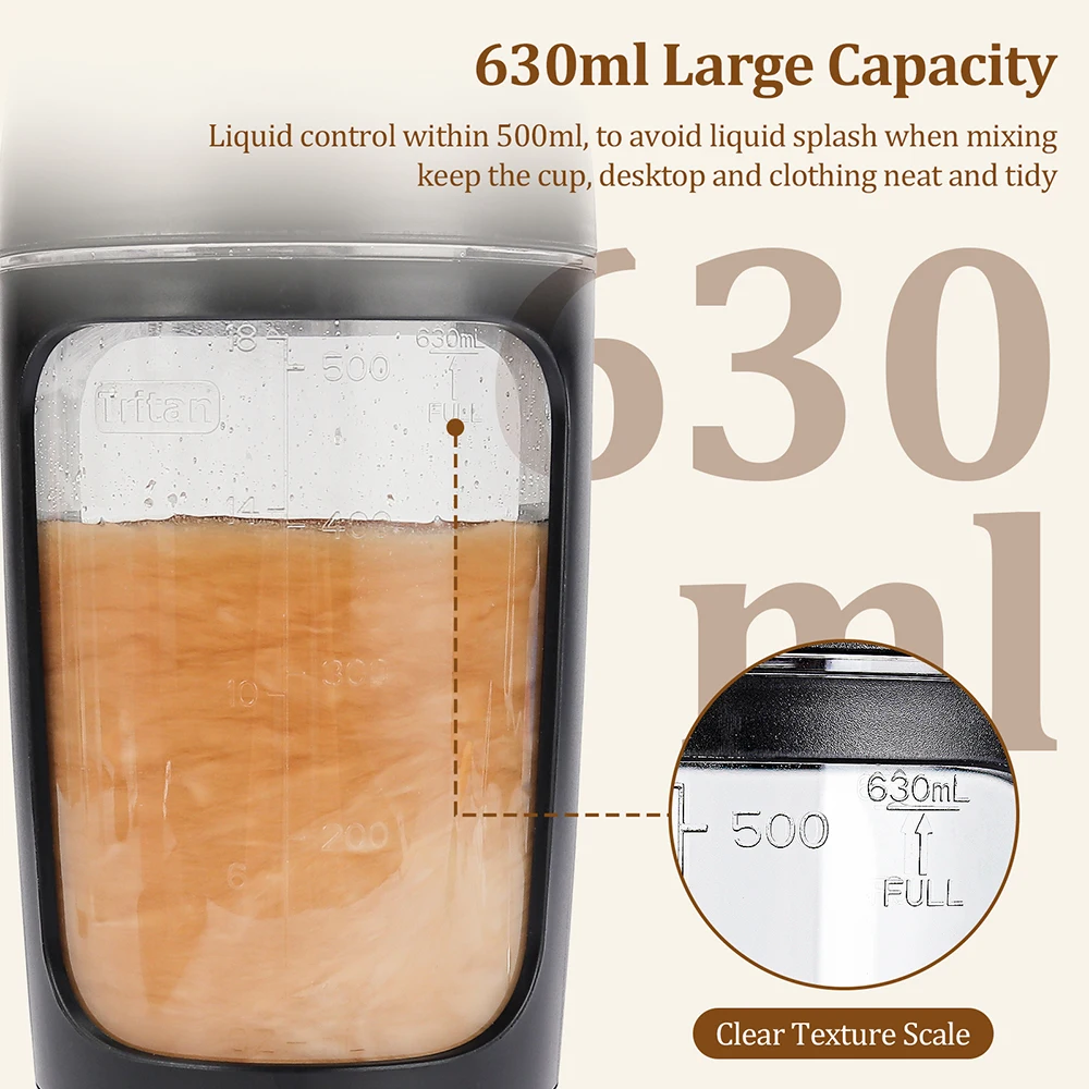630ml Electric Protein Shaker Bottle and Portable Automatic Blender