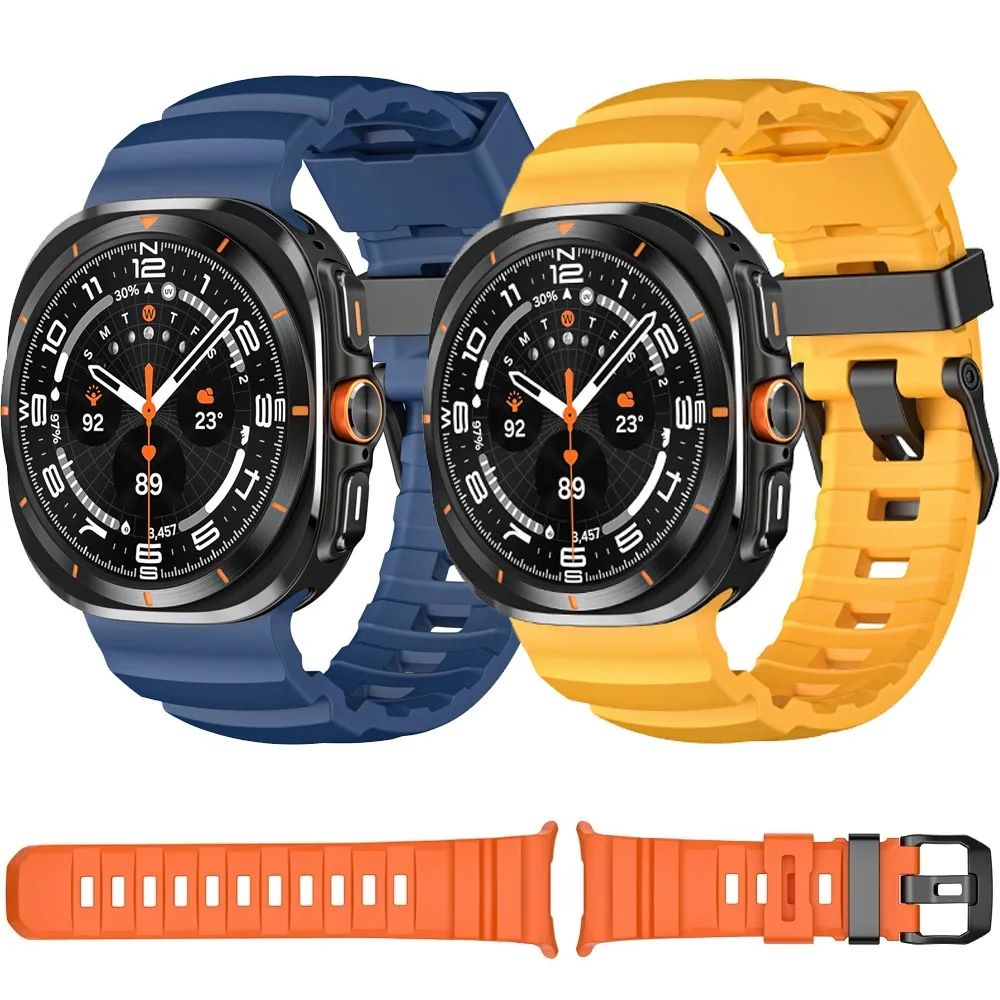 حزام سيليكون لساعة سامسونج جالاكسي الترا 2025 47 ملم حزام رياضي مريح للتنفس لساعة جالاكسي الترا 8-7 47 ملم
