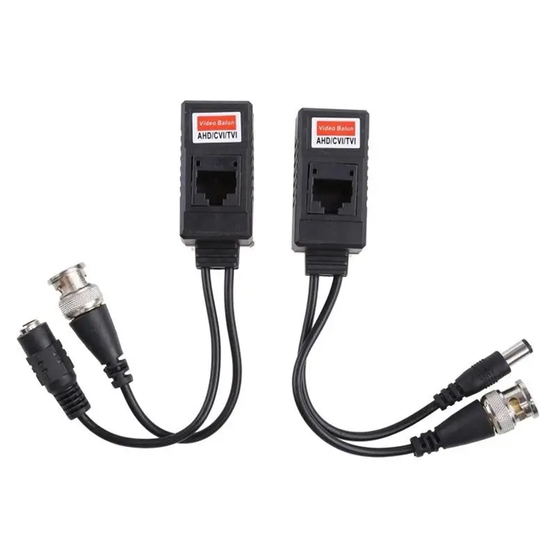【RECOMENDAR】Balun Transceiver 10 Paar BNC auf RJ45 Passive Video Power+ für CCTV-Kamera, Video-Balun mit Power Rj45