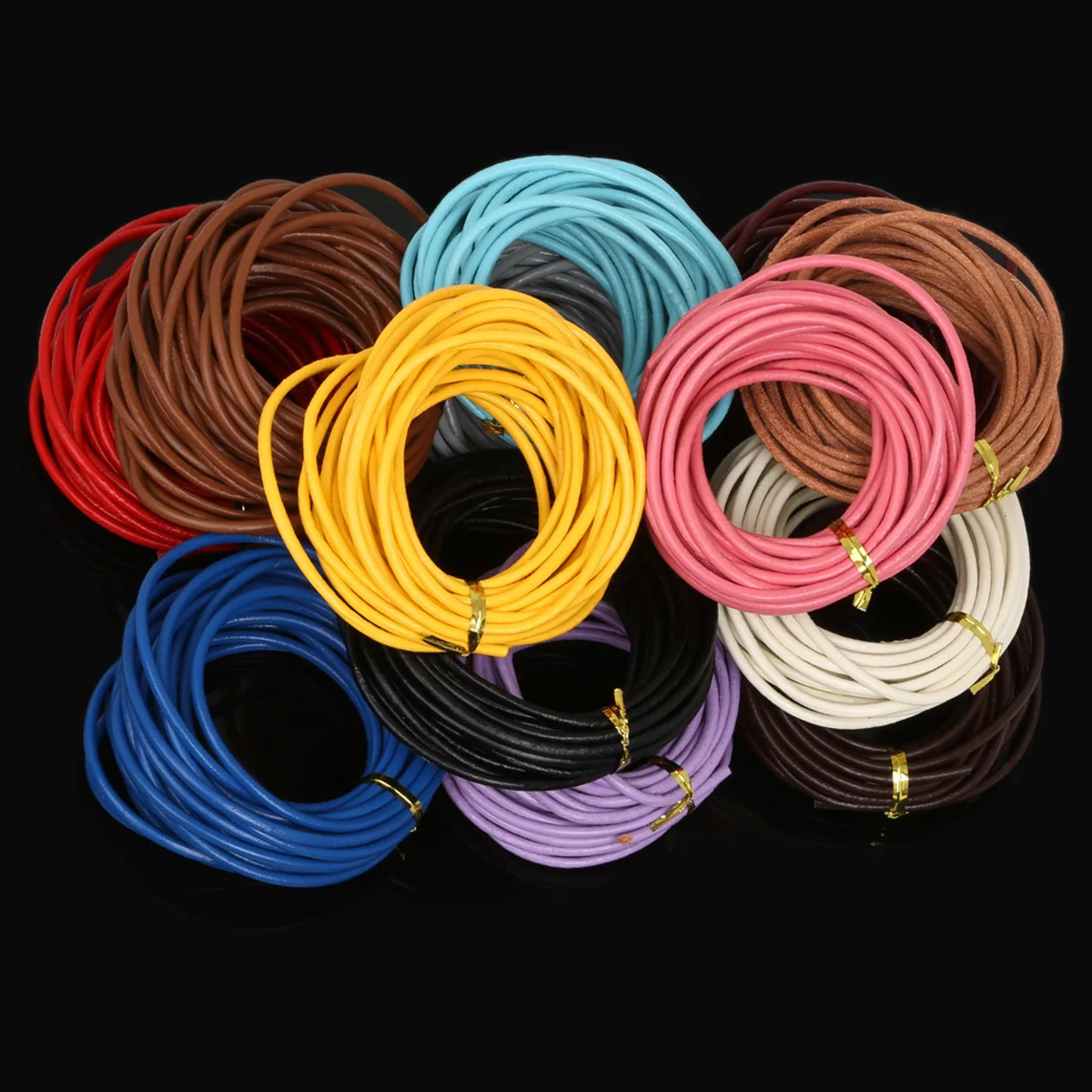 90m Large Packaging 12 Colors Genuine Leather Round Rope Cord String Strap For DIY  Woven Necklace Bracelet Jewelry Supplies
