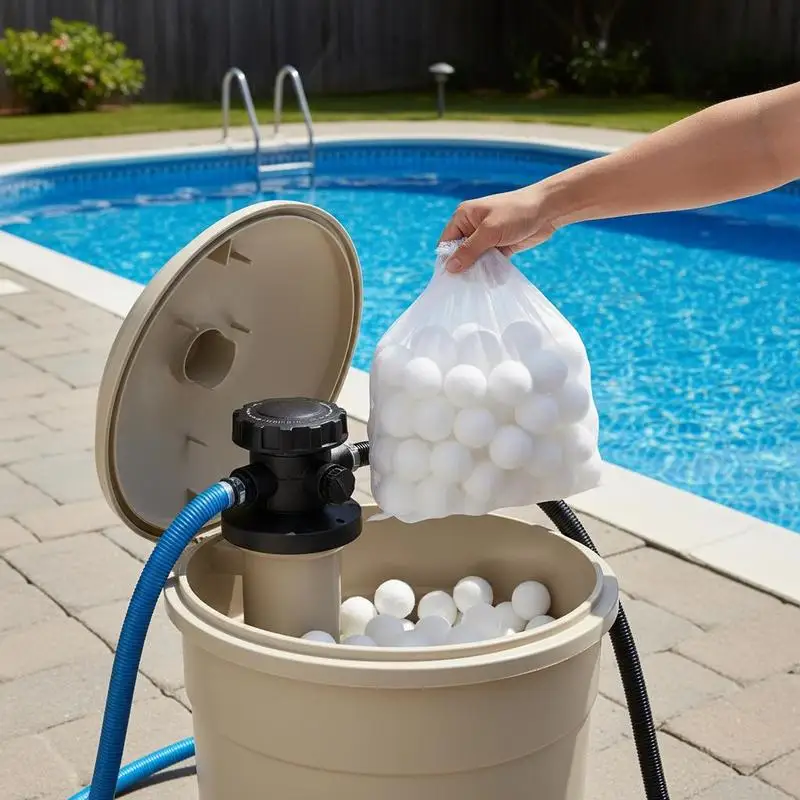 

Water Purification Spheres 4.6 lbs For Swimming Pool Above Ground Pool Aquarium Tank Reusable Polyester Fiber Media Mesh Wash Bag Included