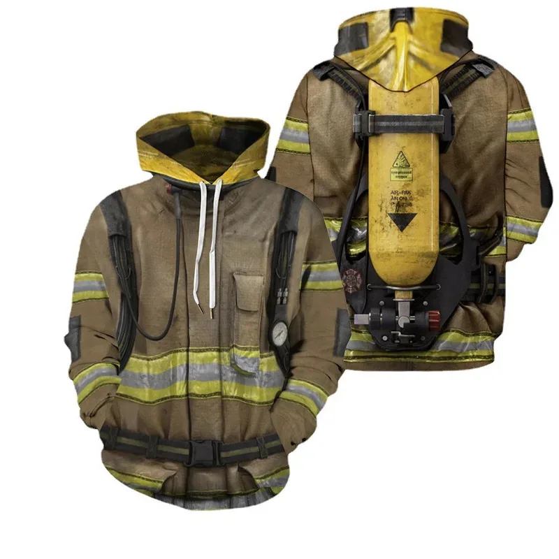♥ Nueva Sudadera con Capucha de Cosplay de Bombero de Anime 2026, Sudadera con Estampado 3D, Ropa Casual de Calle para Adultos ★ Casa del Oso