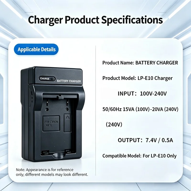 LP-E10 for Canon  Camera Battery EOS 3000D 4000D 2000D T3 T5 T6 7 Charger 2200mAh Large Capacity Stable and Durable