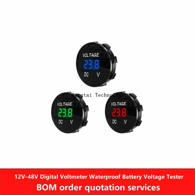 

LED Digital Voltmeter Round Waterproof For Car Marine Motorcycle Truck RV ATV Battery Voltage Tester 12V-48V