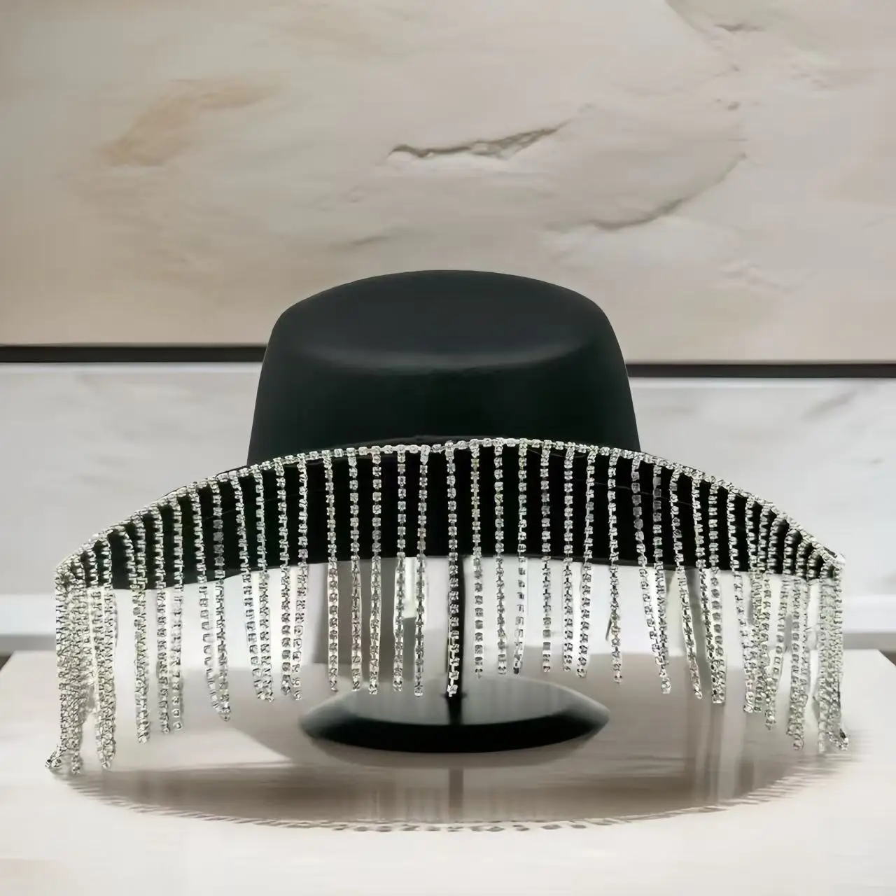 HongLuan Black Luxury Costume Hat Adult, Disco Cowboy Hats Rhinestone for Woman, Cowboy Cosplay Female Accessories & Cowgirl Cap