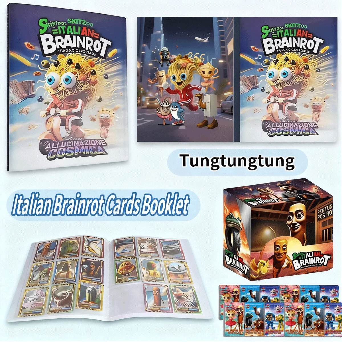 مجموعة بطاقات برينجروت الإيطالية مجموعة بطاقات التداول مع ألبوم البطاقات TungTungTung Sahur Tralala بطاقات لعبة هدايا عيد الميلاد