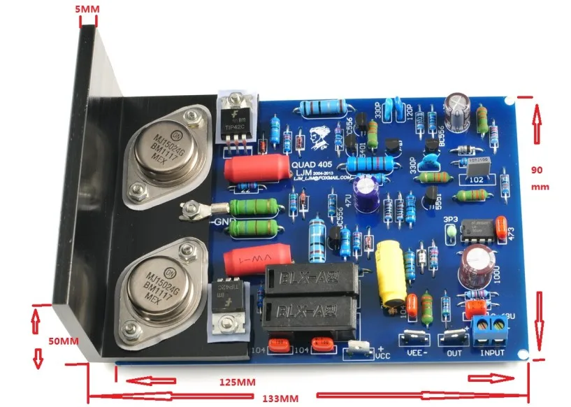 QUAD405 CLONEDetailed AP test data for the original MJ15024 amplifier with dual channel angled aluminum