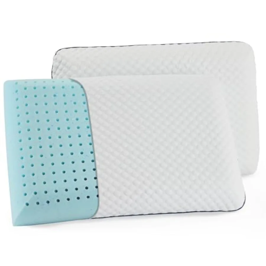 

Gel Memory Foam Pillow - Size - - Medium Firm Feel - Neck and Shoulder Support - For Back and Side Sleepers - Home Hotel and Ho