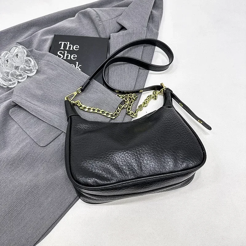 Women Handbags 2024 New High Quality Fashion Simple Korean Luxury Brand Shoulder Bags Ladies Solid Underarm Bags Bolso Mujer