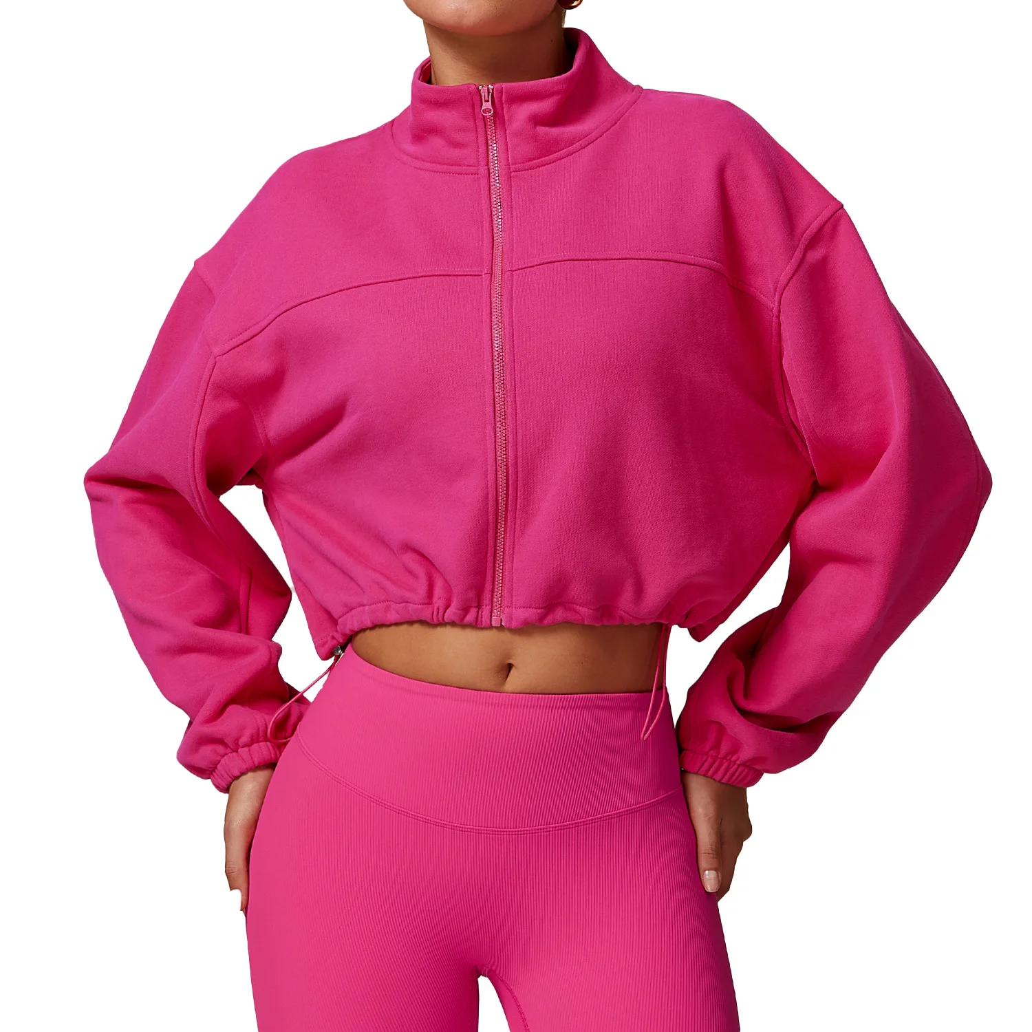 

Gym Sport Top Yoga Zipper Jacket Women Autumn Winter Warm Coat Fitness Active Wear Black Hot Pink Running Tracksuit New