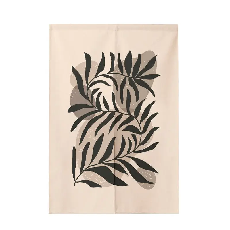 Modern Minimalist Geometric Lines Fabric Door Curtains Striped Half Curtains No Punching for Home Decors Door Curtains