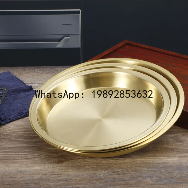 PYJ Thickened Pure Brass Chicken Plate Hot Pot Copper Plate Pure Copper Basin Qingyuan Chicken Plate--2 pcs