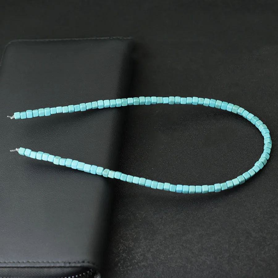 Noter 4/6/8/10mm Real Howlite Stone Beaded For Jewelry Making Square Shape Blue Color Loose Bead DIY Bracelet Necklace Wholesale
