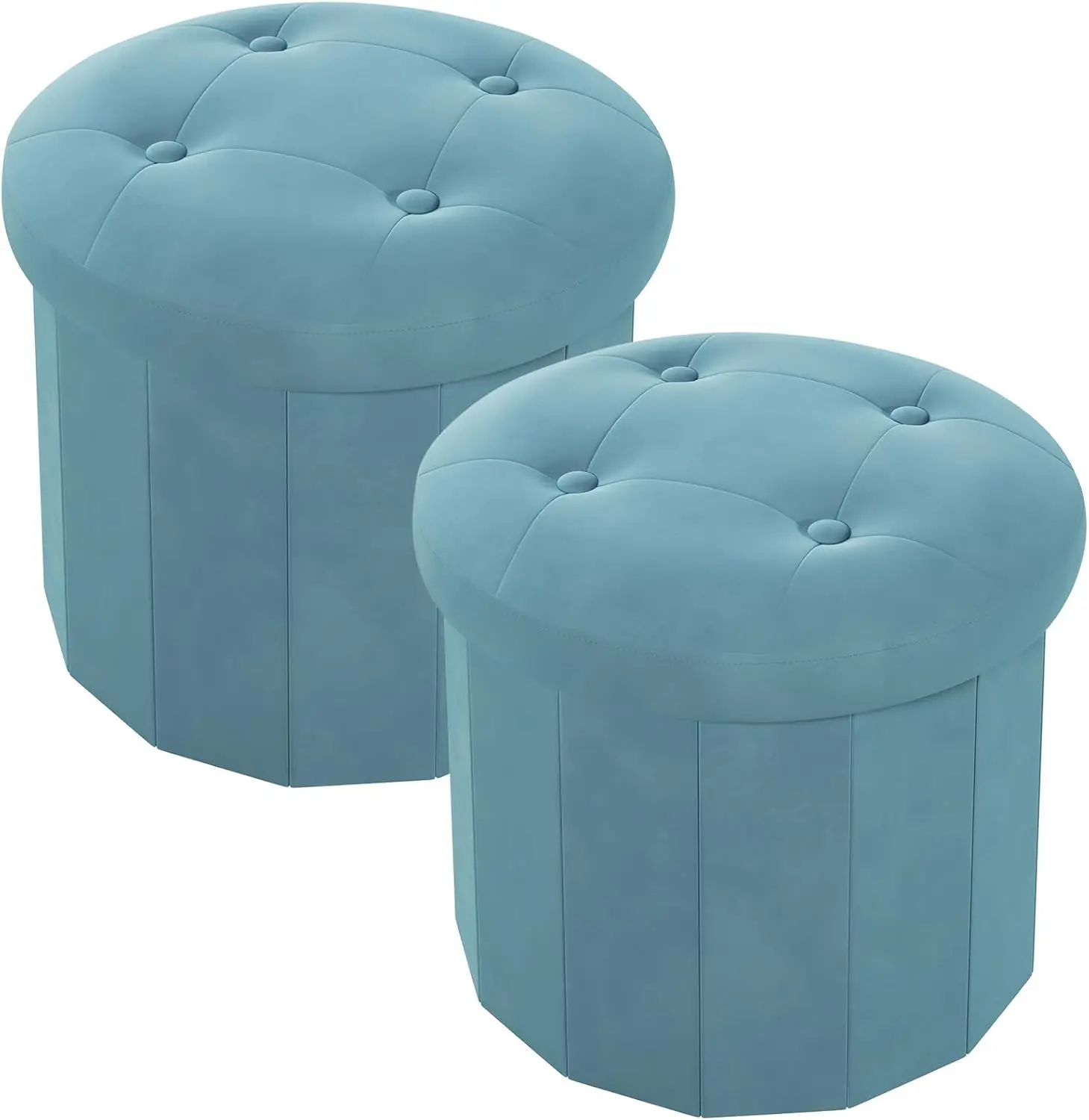 

Velvet Storage Ottoman, Round Storage Boxes With Soft Padded Seat, Folding Footrest And Organizer For Living Room, Bedroom,