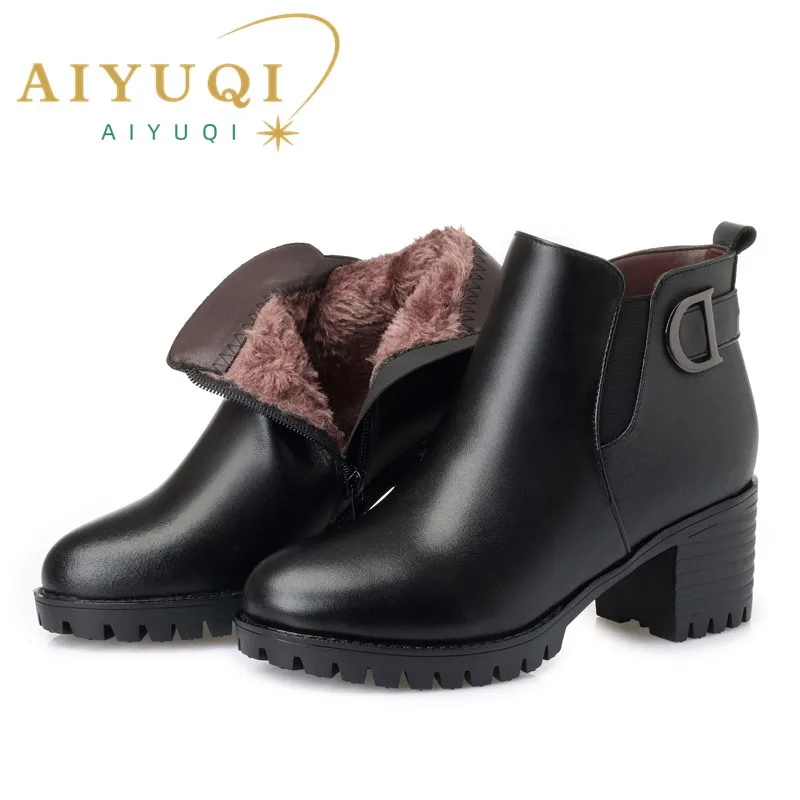 AIYUQI 2025 Women Boots Platform Heels Genuine Leather Big Size 41 42 43 Women Snow Shoes Trend Women Shoes Winte Martn Boots