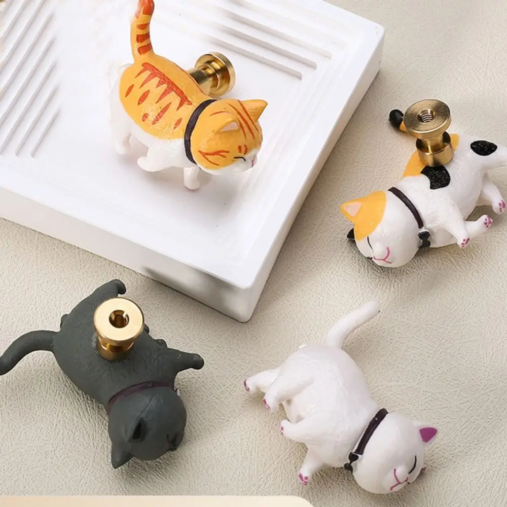 Hardware Decor Resin Cat Shape Drawer Knobs Lovely Cartoon Wardrobe Door Knob Handle Durable Multipurpose Hanging Hooks Cabinet