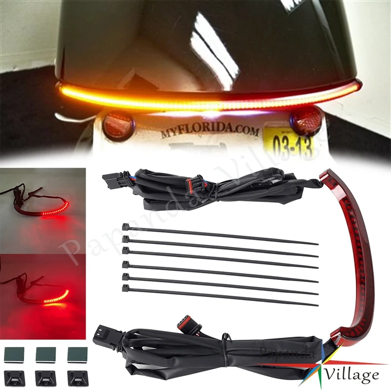 

For Harley Softail Fat Bob FXFBS 114 FXFB 107 2018-2021 LED Rear Fender Taillight W/ Turn Signal Assembly Brake Running Light