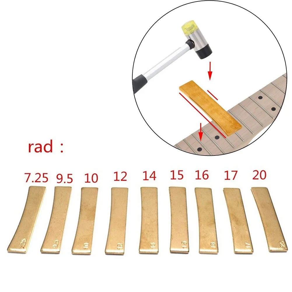 1 Set 9 Size Guitar Fret Press Caul Insert Brass Fretboard Guitar DIY Luthier Tool Guitar Useful  Accessories 9pcs