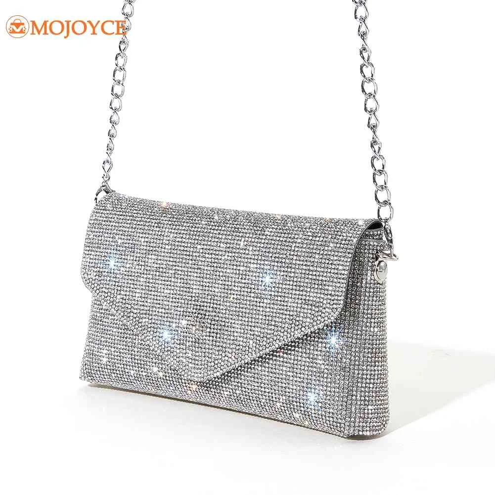 Fashion Rhinestone Evening Bag Sequins Glitter Clutch Purse Wedding Banquet Female Shoulder Crossbody Diamond Handbags For Women