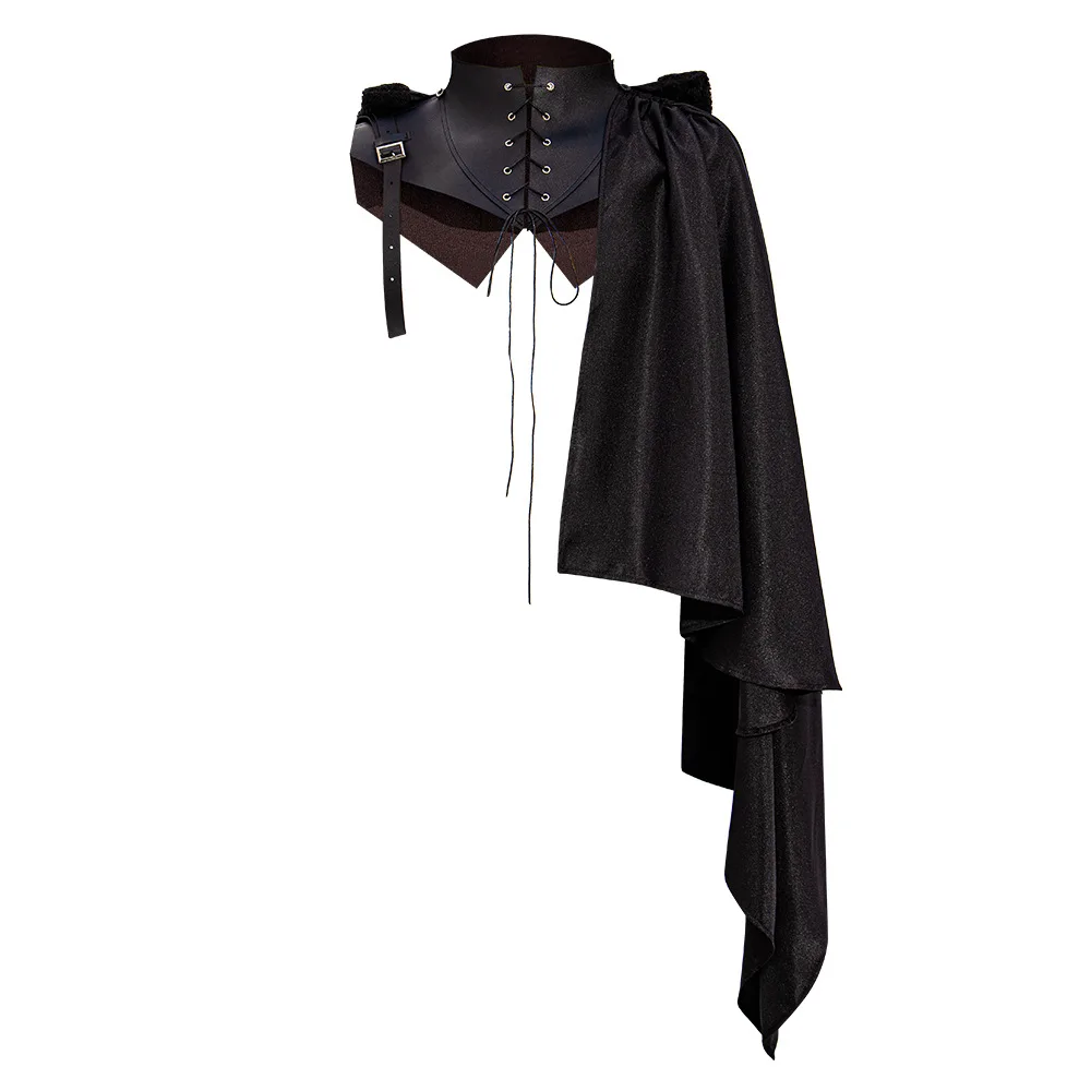 

Новинка 2025 года, средневековый плащ с капюшоном на Хэллоуин и воротником-стойкой на поясе, женский этнический костюм, традиционный костюм для выступления на сцене...