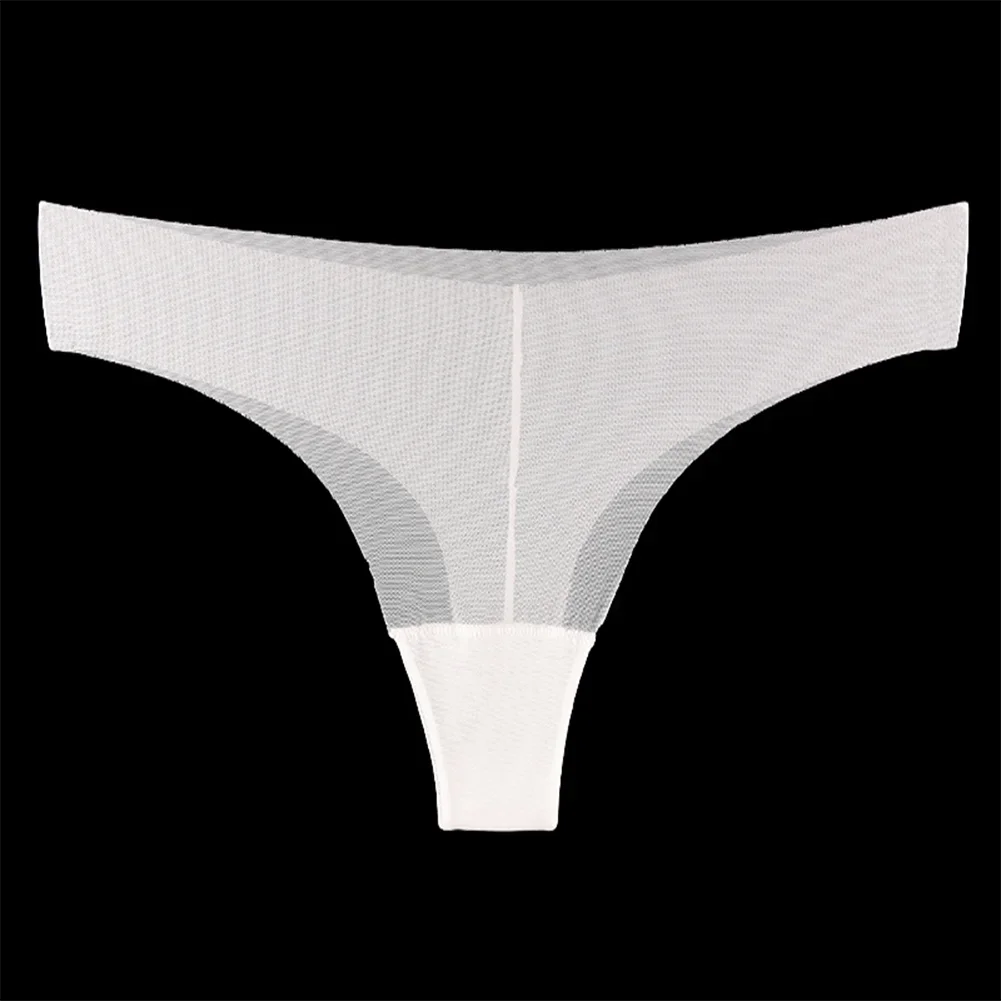 

Women Ultra Thin Gauze Perspective Briefs Sexy See Through Solid Thong Panties Transparent Breathable Erotic T Back Underpants