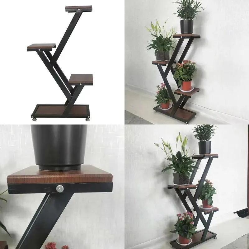 5th Floor Balcony Flower Stand Indoor Multi Functional Household Storage Iron Rack