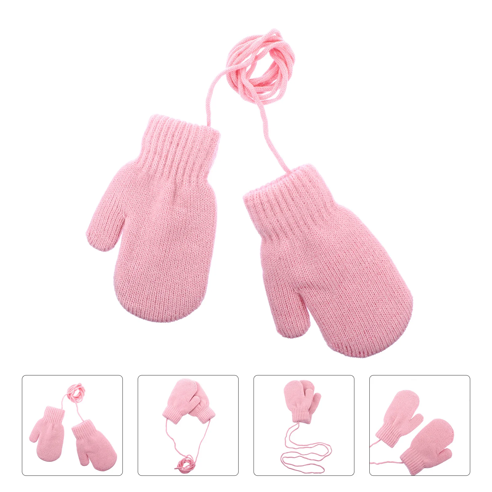 

1Pair Kids Knitted Winter Warm Gloves Windproof Mittens Suitable for Boys Girls Cold Weather Thick Soft Warmers