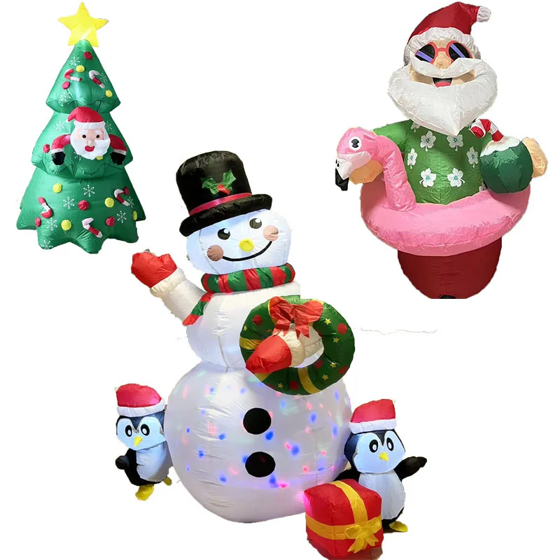 

Glowing Santa Claus Christmas Tree Lights Snowman with Penguin Yard Decoration Inflatable Mold