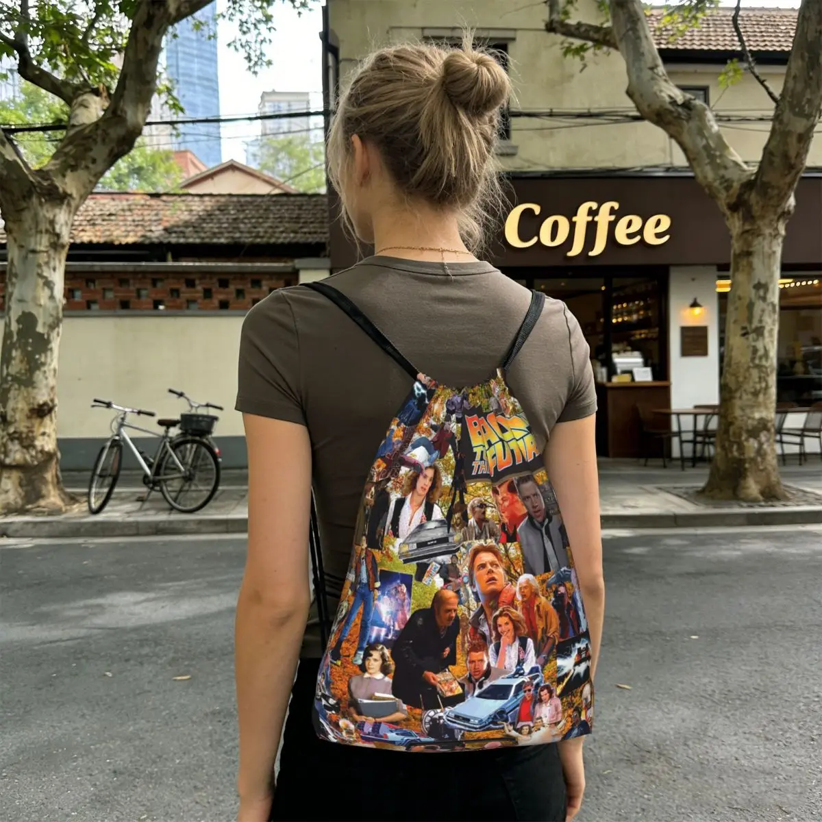 Back To The Future Backpacks Casual Drawstring Bags Sports Bag Book Bags for Travel School