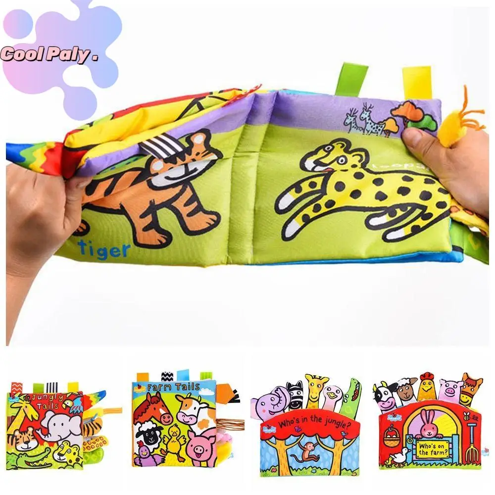 Cloth Baby Cloth Book Toys with Tail Series Tearproof 3D Baby Cloth Book Washable Soft Kids Crinkle Book