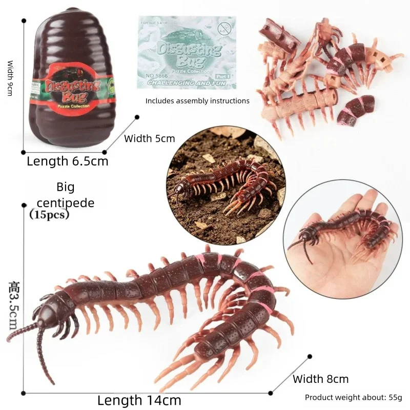 Oenux 4D Assembly Insect Reptile Models Beetle Lizard Centipede Snake DIY Kit Realistic Bug Figurines for Collection Desktop Dec view 6