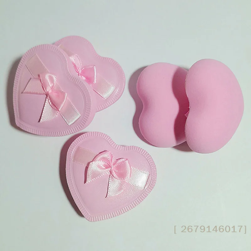 【YY26】2/5pcs Heart Bow Makeup Powder Puffs Dry And Wet Combinations Cotton Candy Air Cushion Powder Puff
