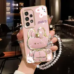 Funda con soporte para teléfono con correa de muñeca de diamante para Samsung Galaxy A32 A52 A22 A33 A51 A52S A53 A71 A72 A73 4G 5G