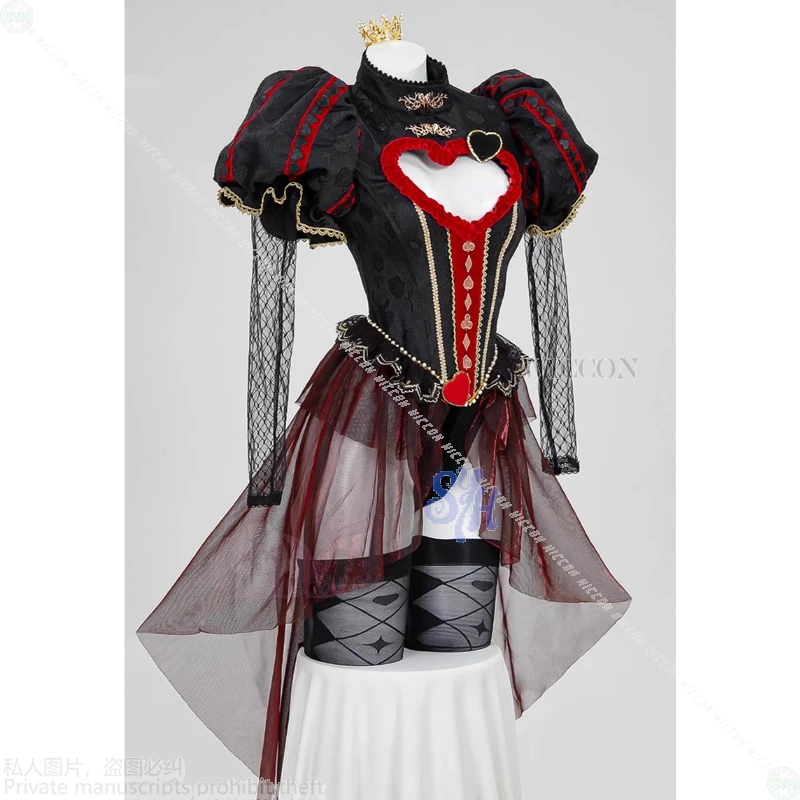 أنيمي الملكة مثير جوفاء خارج الحب أسود أحمر القوطية الرجعية لوليتا بذلة موضة Y2K الرعب حفلة الهالوين النشاط تأثيري