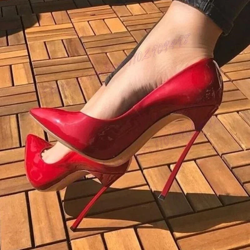 Fioletowe lakierowane czółenka na metalowym obcasie, szpilki z ostrym noskiem dla kobiet, seksowne buty damskie na wysokim, cienkim obcasie, Zapatos Para Mujere 2024