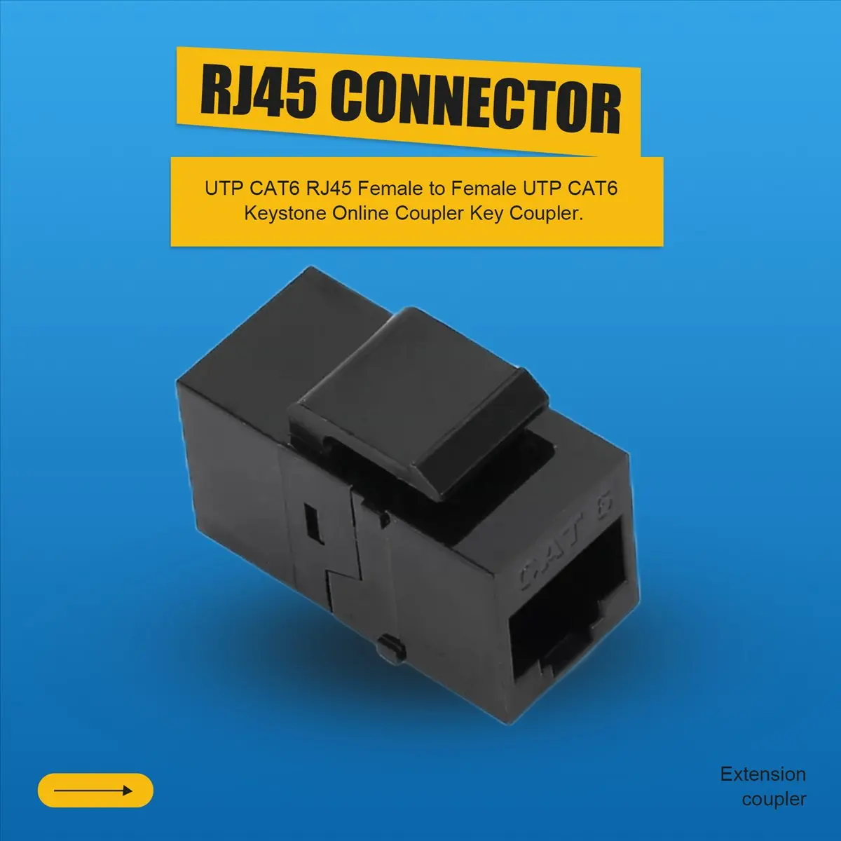 #88N 10Pcs RJ45 Connector Keystone Cat6 Extension Coupler Adapter,Black,Connector,(plastic)