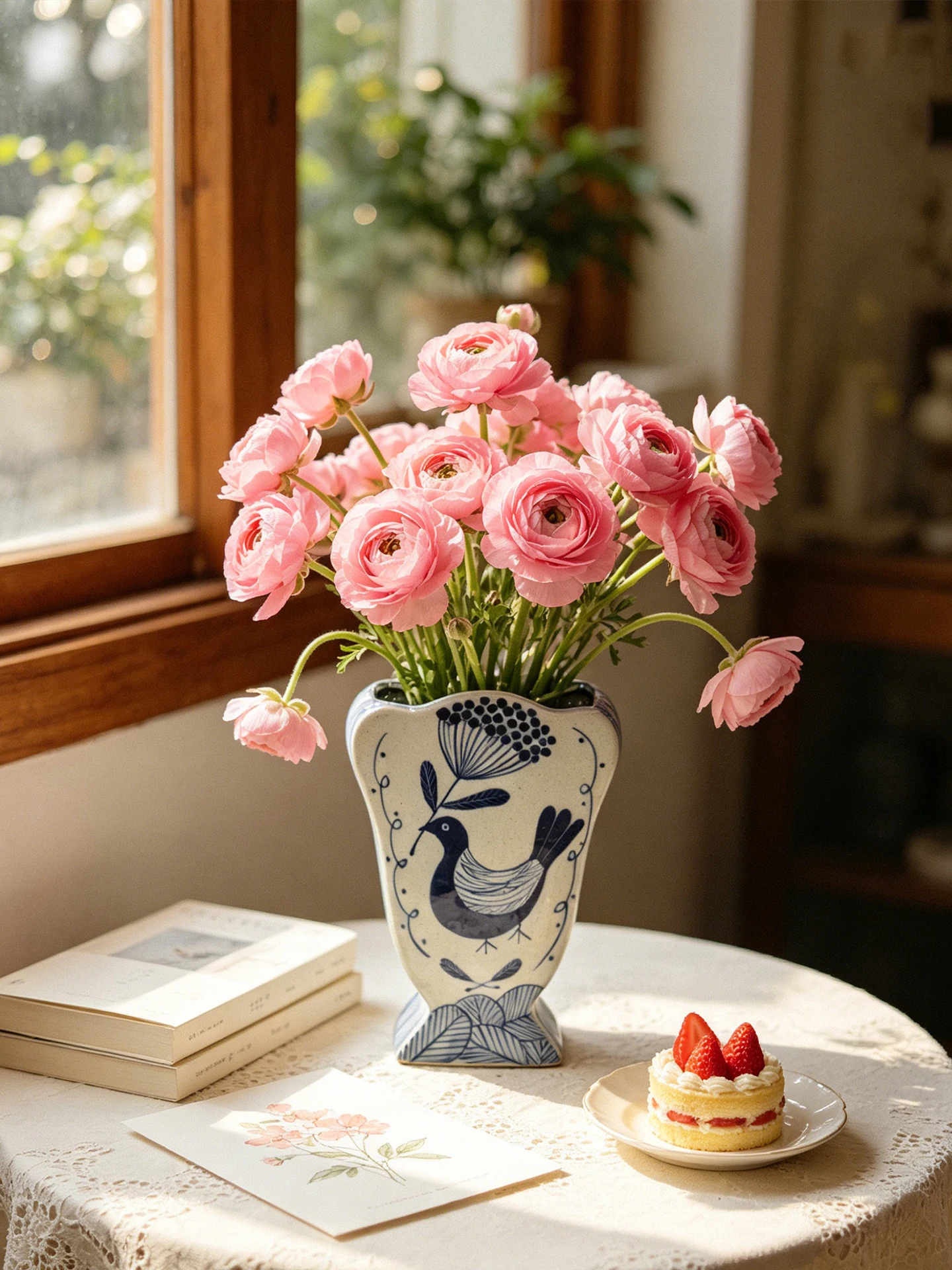 Stray Birds Handcrafted Creative Blue and White Hand-painted Vase High-end Hydroponic Flower Vase Living Room Decorative Vase