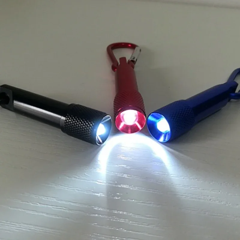 30pcs Free LOGO Mini LED Flashlight Outdoor Carabiner Clip Keychain Portable Sports Torch Lamp