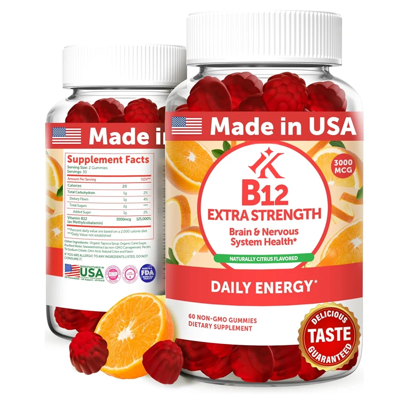 Adult Vitamin B12 Gummies - The Most Delicious Exclusive Formula - Used to Support Energy and Bone Health -60 capsules