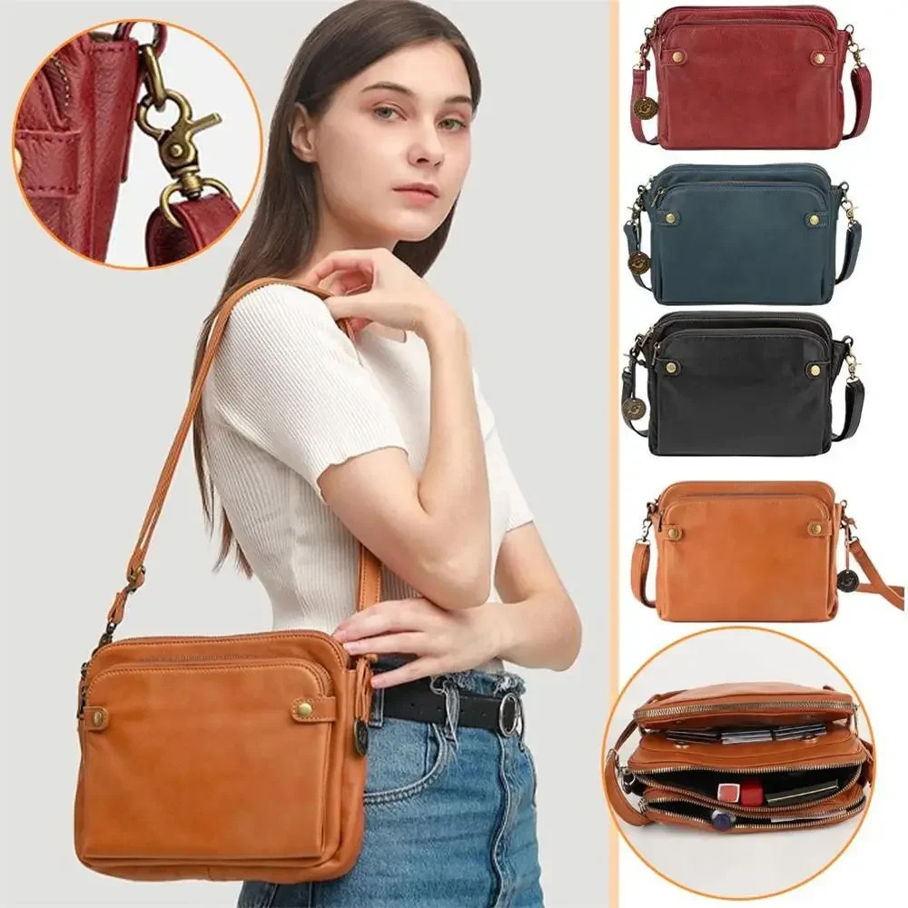 

PU Leather Messenger bag Large Capacity Satchel Three Layer Leather Crossbody Shoulder Bag Women's Handbag Bag Crossbody Bags