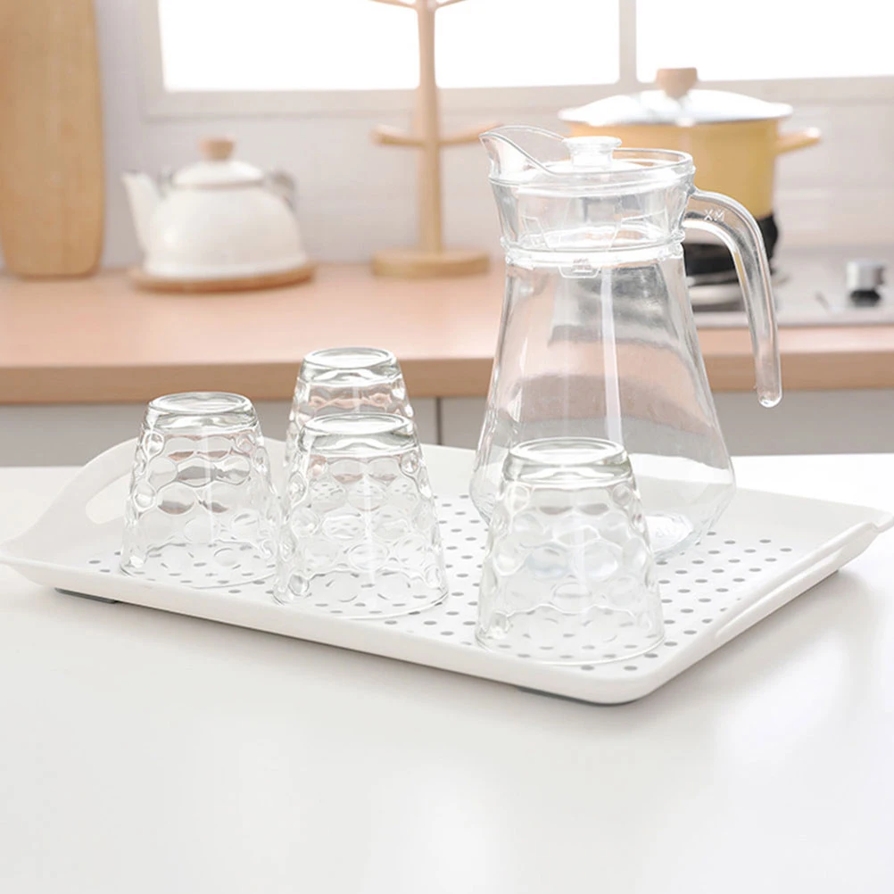 

1pc Rectangular Plastic Anti-Slip Bread Serving Tray Snack Cake Bread Fruit Storage Tray For Home Hotel Use