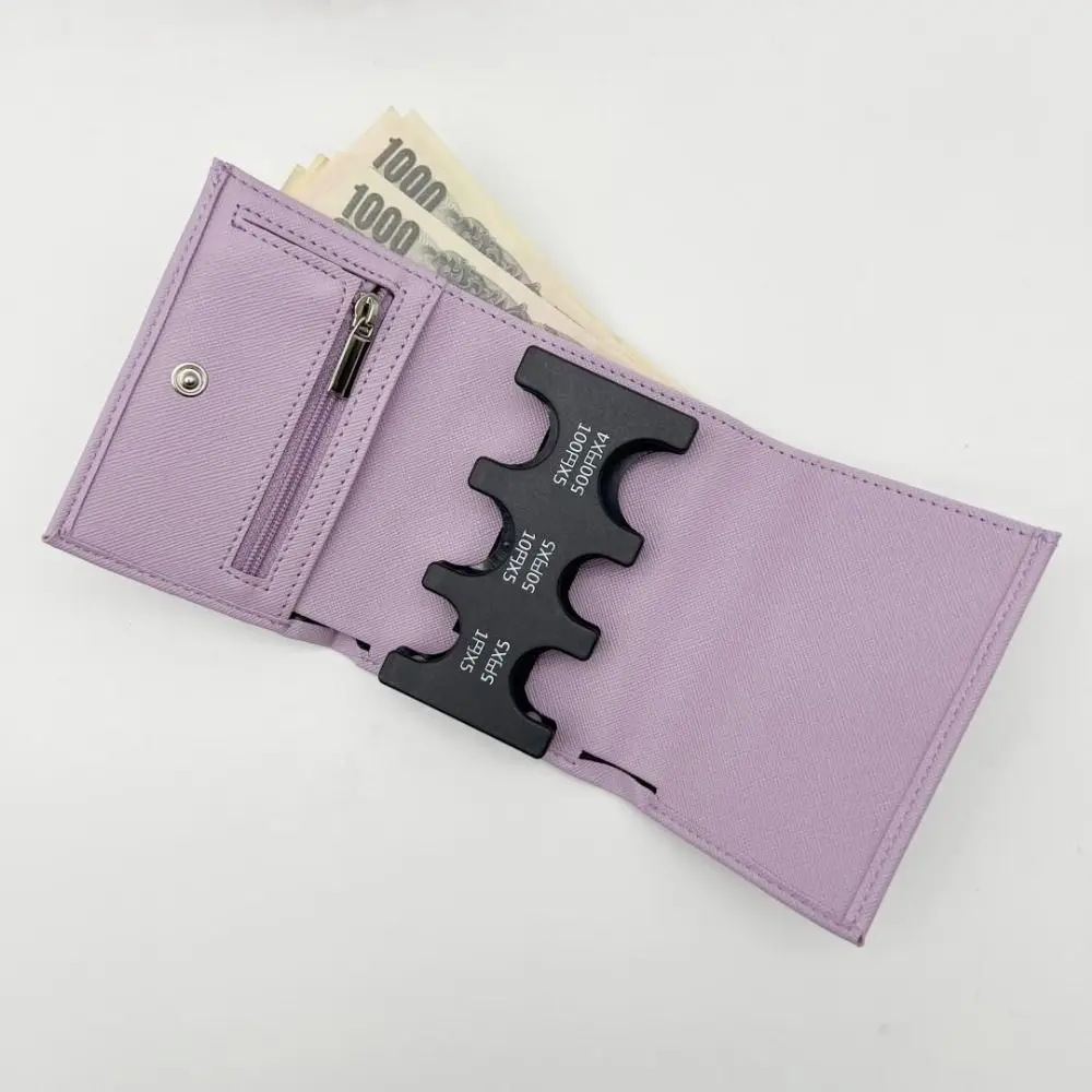 Portable Tri-fold Coin Purse with Buckle Zipper Bag 2-In-1 Coin Clip Organizer Anti Loss Multi-functional Credit Cards Holder