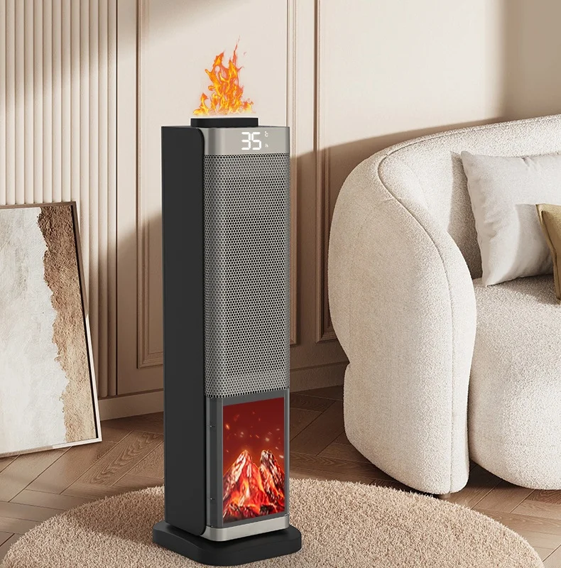 Heater 3D Simulation Flame Heater Household Intelligent PTC Heater Vertical Remote Control Quick Heat Heater