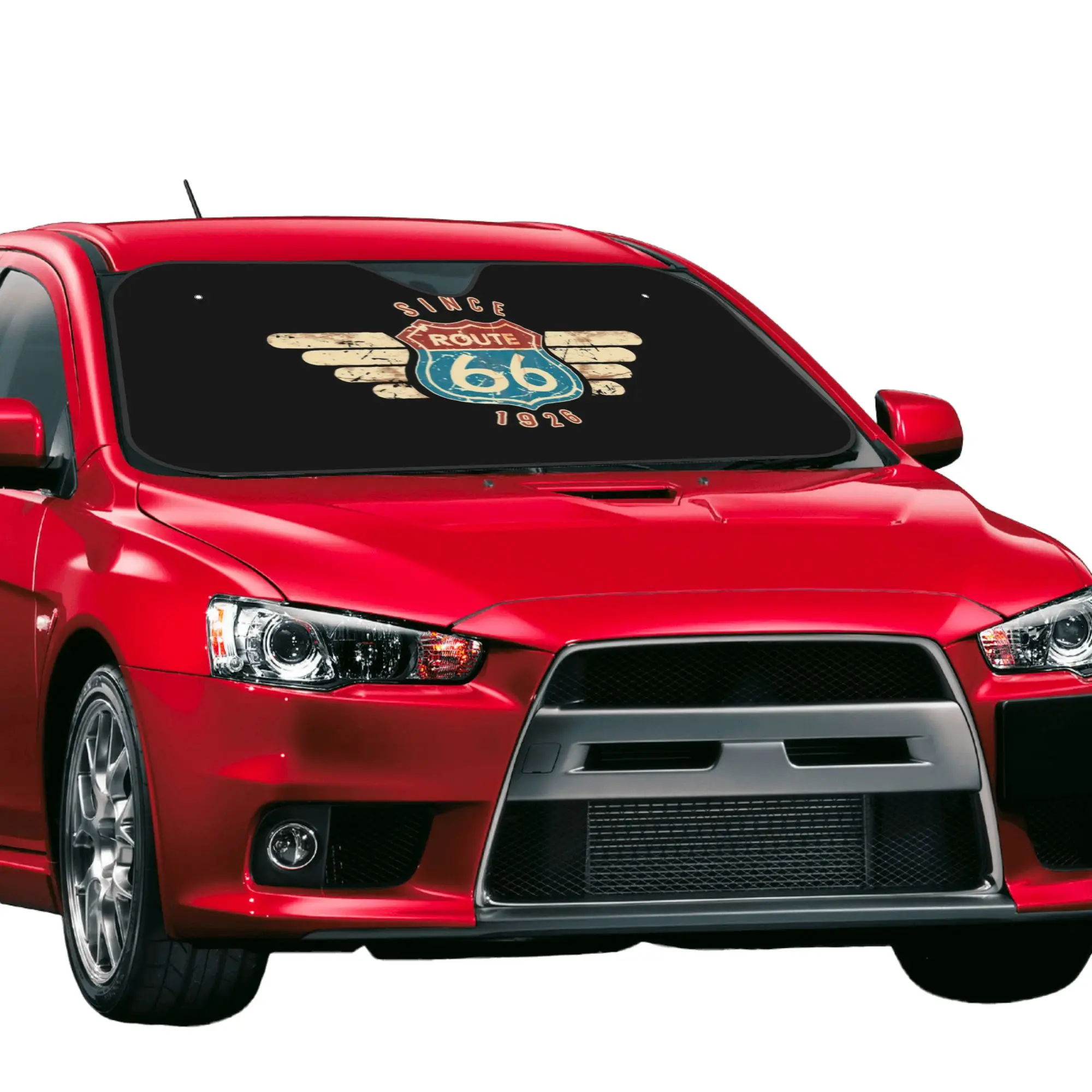 Route 66 Sign Since 1926 Car Front Windshield Sun Visor Car Sun Shade Heat Insulation Cover Aluminum Foil Car Sunshade