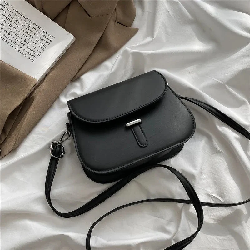 Vintage Simple Shoulder Bags For Women Casual Small Flap Crossbody Bag Purse Girls PU Leather Messenger Handbags bolsa feminina