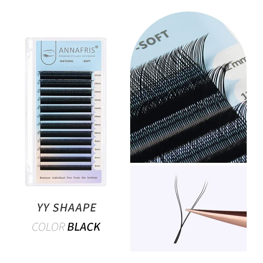 ANNAFRIS YY Shape Lash Individual Eyelash Extensions Brazilian Premade yy Volume Fan Lashes Natural Soft Y False Lash Supplies image 3