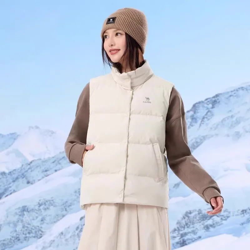 

GOLDEN CAMEL Down Vest for Women Winter Outdoor Wear 2024 Solid Color Sstand Collar Vest Down Jacket Warm 85% Duck Down Clothes