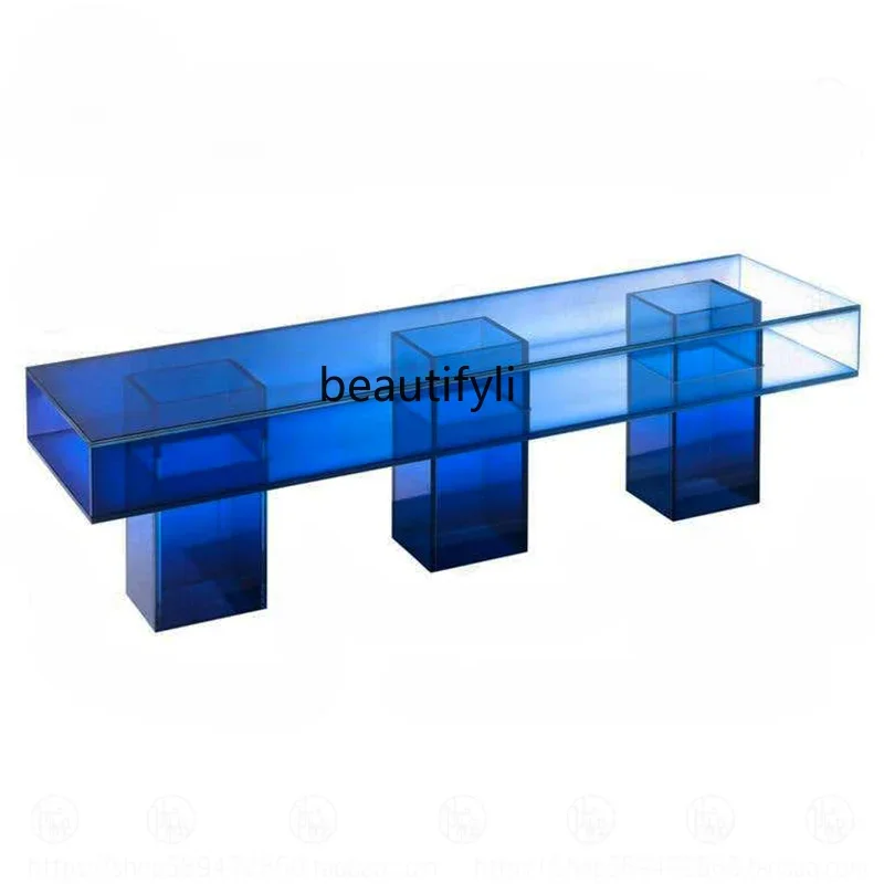 

yj Nordic Light Luxury Transparent Rectangular Table Simple Tea Table Acrylic Dining Table Modern Creative Conference